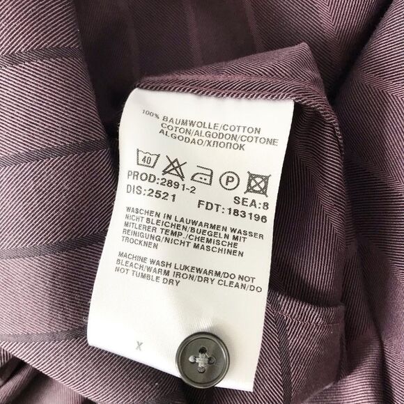 BOSS Hugo Boss plum stripe button up shirt 39/15.5 - Picture 8 of 9